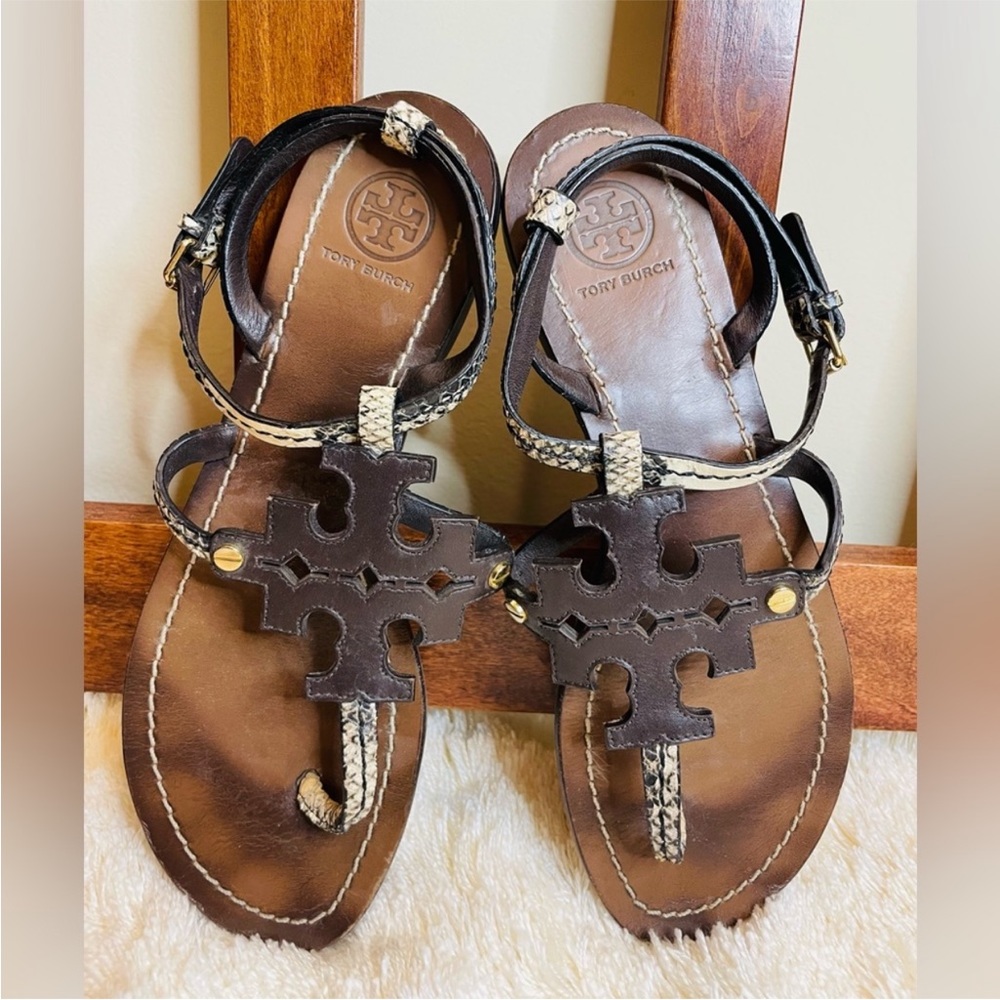 Do Not Buy - Reserved for ToriRose Tory Burch Phoebe Snake-Embossed Sandal - 7.5